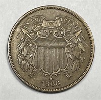 1866 Two Cent Piece Extra Fine XF details