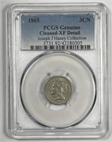 1865 Three Cent Nickel Haney Collection PCGS XF