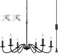 6-Light Plug-In Black Chandelier