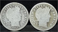 1893 & 1897 Barber Silver Dimes