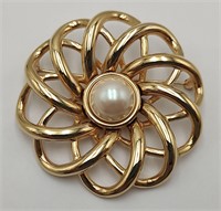 "Monet" Dressy Pin w/Loop Design & 1/2 Pearl