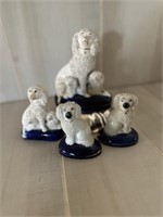 Antique Staffordshire Confetti Poodle Figurines