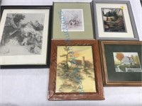 Grouping of 5 Wall Art Small Sized Landscapes
