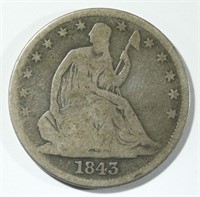 1843-O LIBERTY SEATED HALF DOLLAR  G