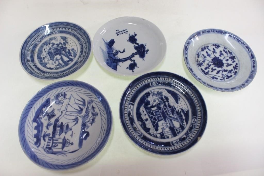 Five Chinese Blue and White Export Dish