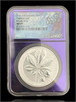 NGC 2021 Germania Chestnut Leaf 1oz Silver Coin