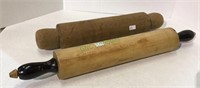 A lot of two wooden older rolling pins - longest