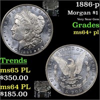 1886-p Morgan $1 Grades Choice Unc+ PL