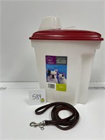 Leather Dog Leash and Pet Food Storage Container