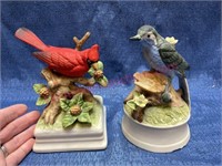 (2) Gorham musical bird figurines
