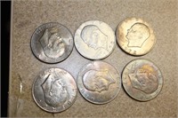 Lot of 6 Ike Dollars