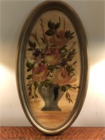 Vintage Hand Painted Floral on Board