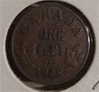 1928 Canada One Cent Coin F-12