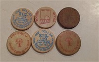 Six Wooden Dollar & Nickel Incl. Breaux Bridge