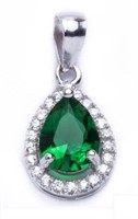 Pear Cut 2.50 ct Emerald & White Topaz Pendant