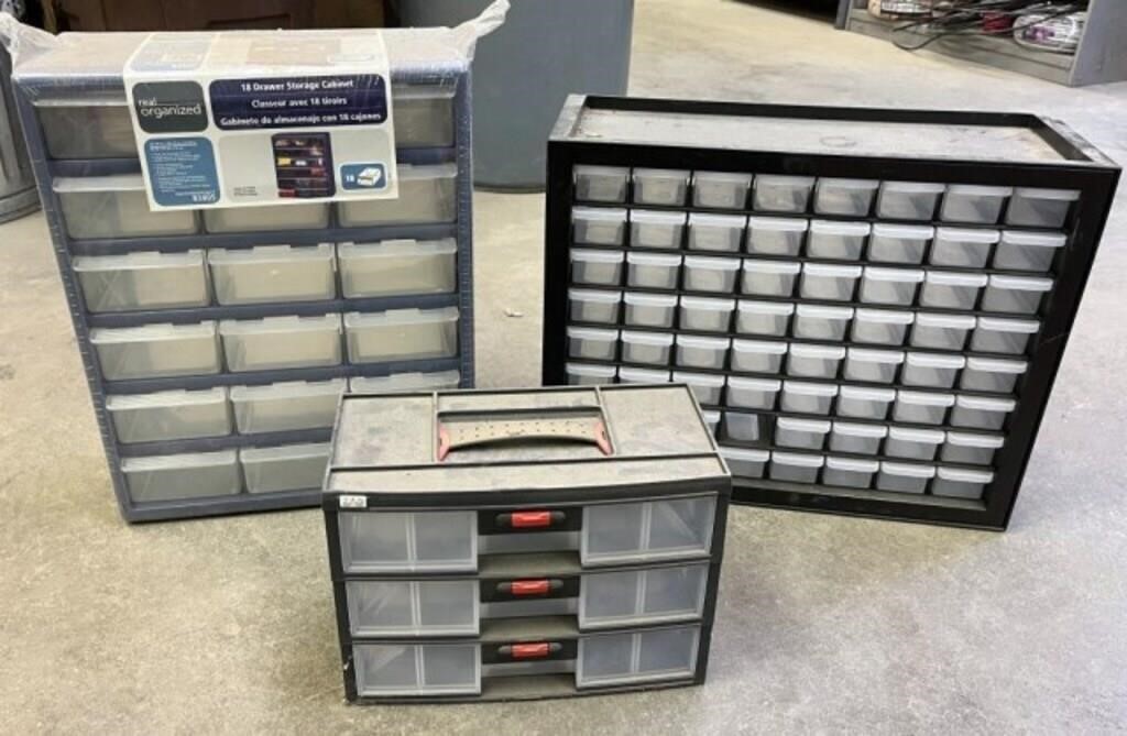 Lot of 3 Plastic Parts Cabinets