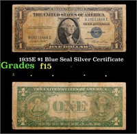 1935E $1 Blue Seal Silver Certificate Grades f+