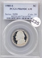1985-S PCGS PR 69 5 Cent Deep Cam.