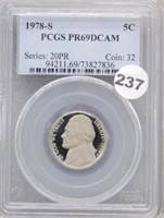 1978-S 5 Cent PCGS PR 69 Deep Cam.
