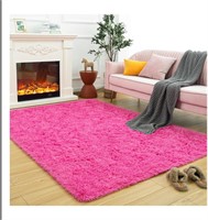 6x4ft soft shag area rug pink