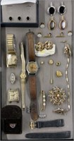 Lot of Assorted Costume Jewelry & Vintage Watches.