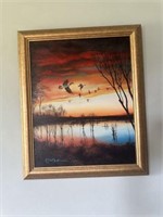 Framed art (soaring ducks)