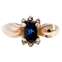 1/4 Carat Blue Spinel Halo Ring 14k Yellow Gold