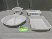 Casseroles, divided casserole and mixing bowl