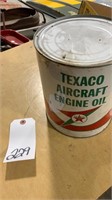 1 Unopened Can Of Texaco Aircraft Oil.