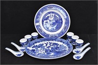 Occupied Japan Blue Willow Oval Platter &