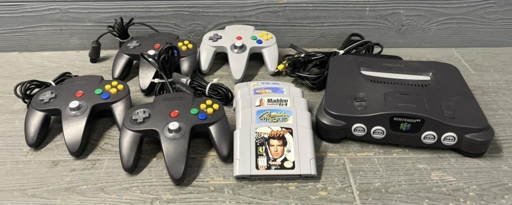 Nintendo 64 w/ (4) Controllers & (5) Games