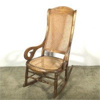 Maple Rocking Chair with Caned Back and Seat
