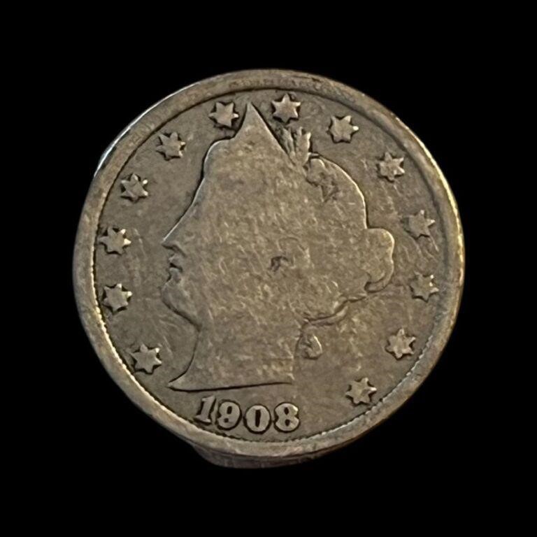 1908 No Mint Mark Liberty Nickel 90% Silver