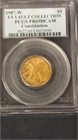 1987 vault collection constitution gold coin five
