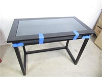 Black, Pressed Wood & Glass Insert Office Desk