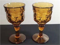 2pc Indiana 4-panel Amber Water Goblets