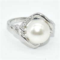 Silver Pearl Cz(3.6ct) Ring