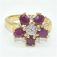 Gold plated Sil Rubywhite Topaz(3.15ct) Ring