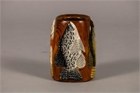 Carl Christiansen Fish Vase, Newberry, MI, w/4
