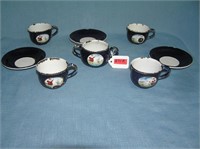 Antique 8 pc enameled porcelain over metal tea set