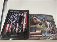 Dog and horse metal signs