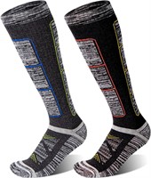 NIQIAO 2 Pairs Merino Ski Socks XL