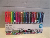 NEW PACK OF 24 COLOUR GEL PENS