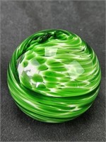 Gibson Blown Glass Green Swirl Paperweight