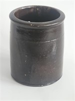 VINTAGE 7" OLD BROWN CROCK-GOOD SHAPE FOR AGE