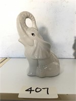 Ceramic Little White Baby Elephant With Trunk