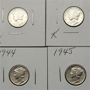 4 MERCURY DIMES 1942, 43, 44 & 45