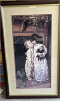 Framed vintage painting 40 in tall 25 in wide
