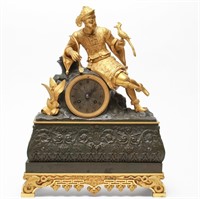 French Orientalist Gilt Bronze Mantel Clock C.1800