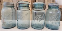 4pcs Gorgeous Blue Glass Ball Mason Jars